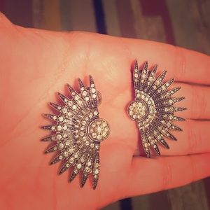 Lulu Frost oversized stud earrings, crystal fan